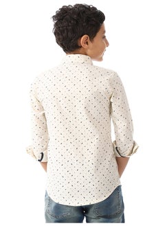 Andora Long Sleeves Shirt For Boys_Beige & Navy Blue  - Image 5
