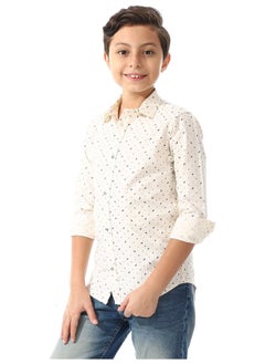 Andora Long Sleeves Shirt For Boys_Beige & Navy Blue  - Image 3