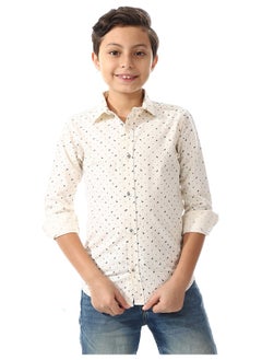 Andora Long Sleeves Shirt For Boys_Beige & Navy Blue  - Image 4