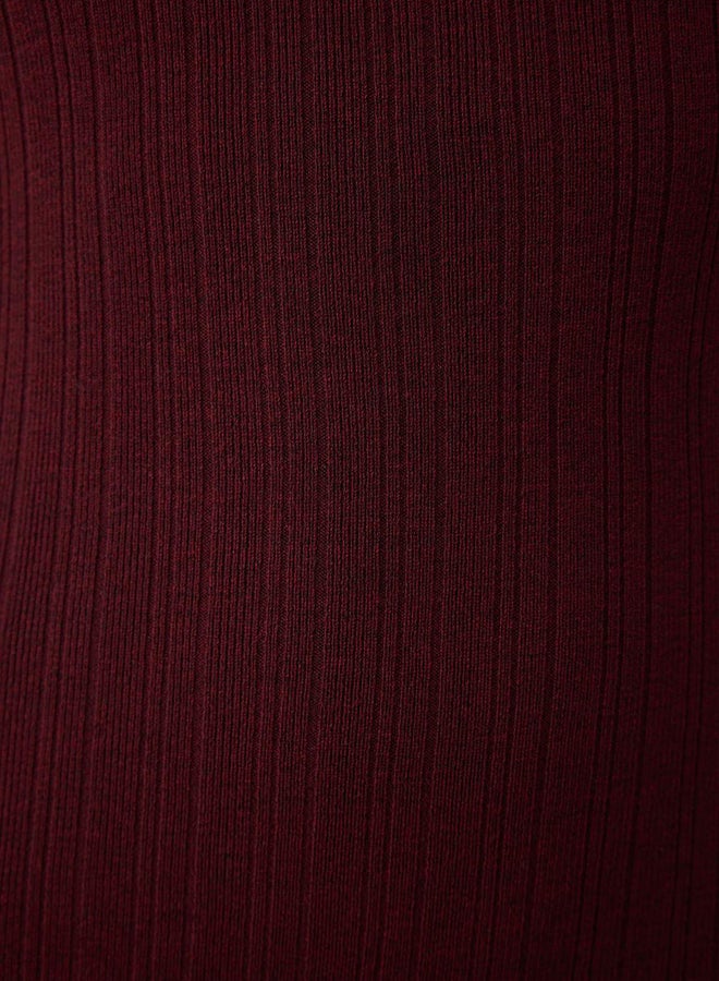 trendyol Maroon Mercerized Look Maxi Knitwear Premium Yarn/Special Yarn Dress - Image 3
