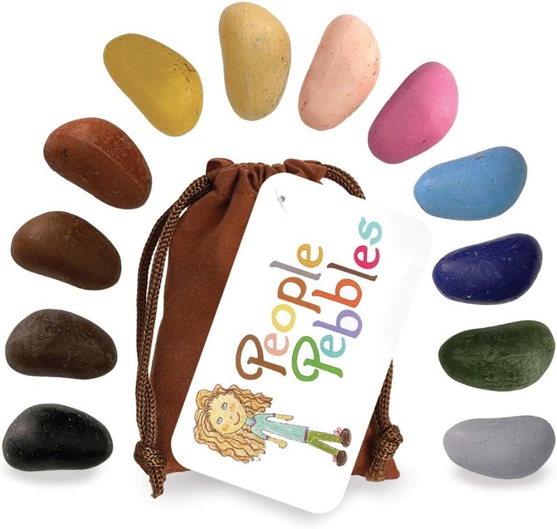 Crayon Rocks People Pebbles Crayons, 12-Count Soy Wax Non-Toxic Crayons for Kids & Toddlers, Ergonomic Round Pebble Shape for Tripod Grip Development, Diverse Skin-Tone Colors (Ages 3+) - Image 1