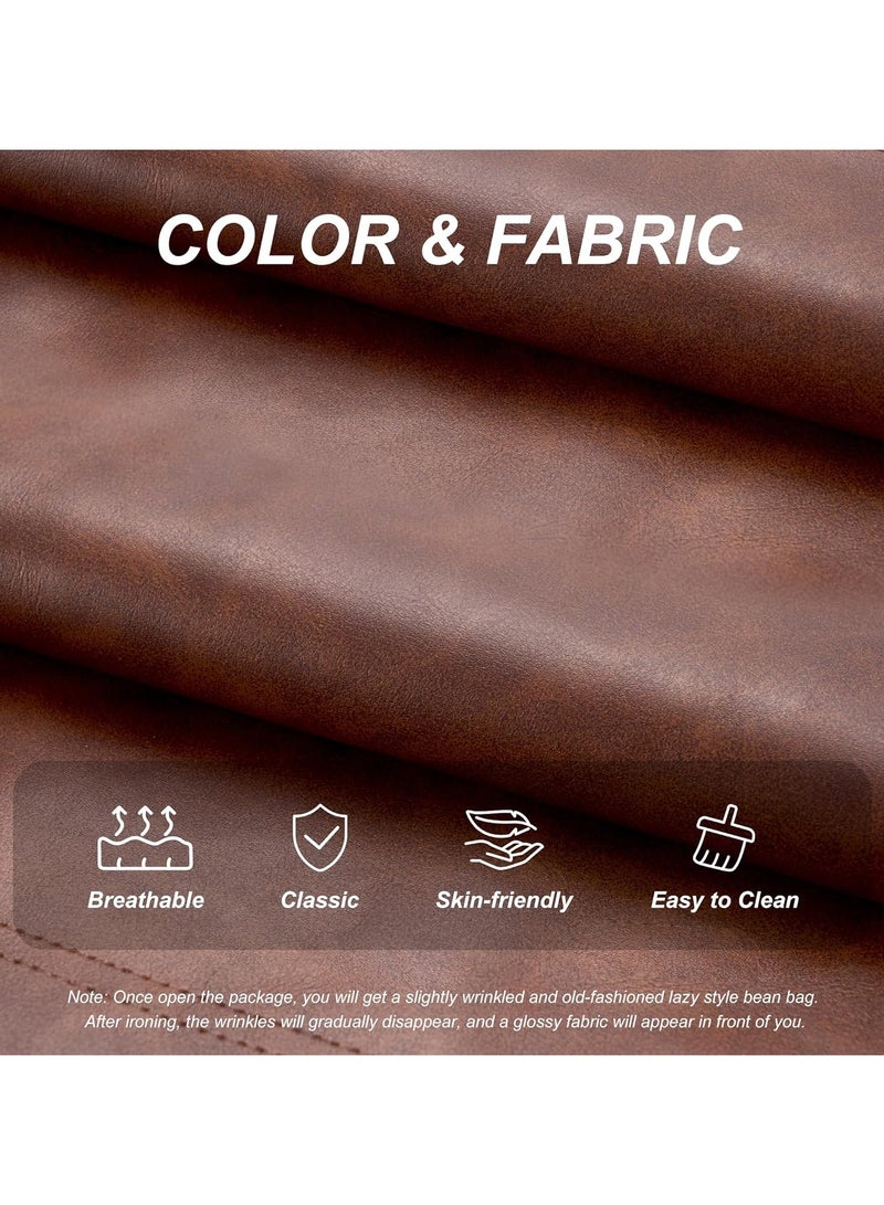 Bean Bag Chair Giant Bean Bag Sofa Memory Foam Bean Bag Chairs for Adults, Bean Bag Sofa Sack Faux Leather Bean Bag for Living Room Bedroom Dorm Office (Brown)