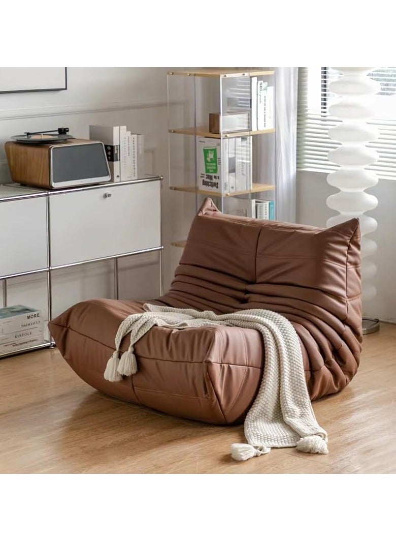 Bean Bag Chair Giant Bean Bag Sofa Memory Foam Bean Bag Chairs for Adults, Bean Bag Sofa Sack Faux Leather Bean Bag for Living Room Bedroom Dorm Office (Brown)
