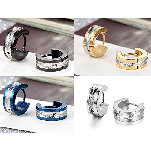 Aroncent Stainless Steel 3-8 Pairs Hoop Earrings Men Small Hoop Huggie Hinged Earrings Set for Men Women 4mm Gifts - Image 3