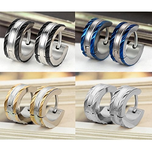 Aroncent Stainless Steel 3-8 Pairs Hoop Earrings Men Small Hoop Huggie Hinged Earrings Set for Men Women 4mm Gifts - Image 2