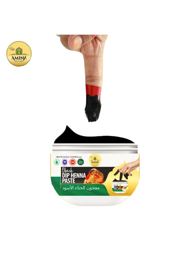 Amina Dip Henna Instant Black Colour Mehendi Paste | For Finger Tips With 3 Types Henna Tattoo Stickers - Image 1