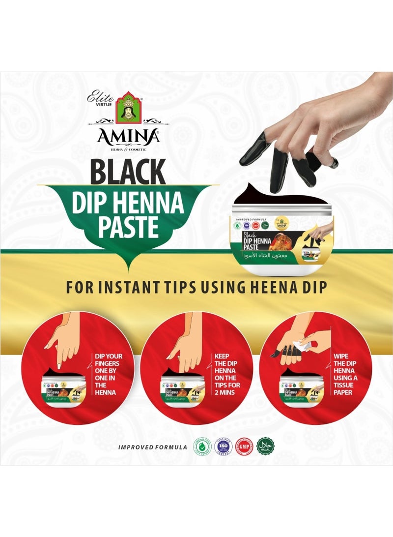 Amina Dip Henna Instant Black Colour Mehendi Paste | For Finger Tips With 3 Types Henna Tattoo Stickers - Image 3