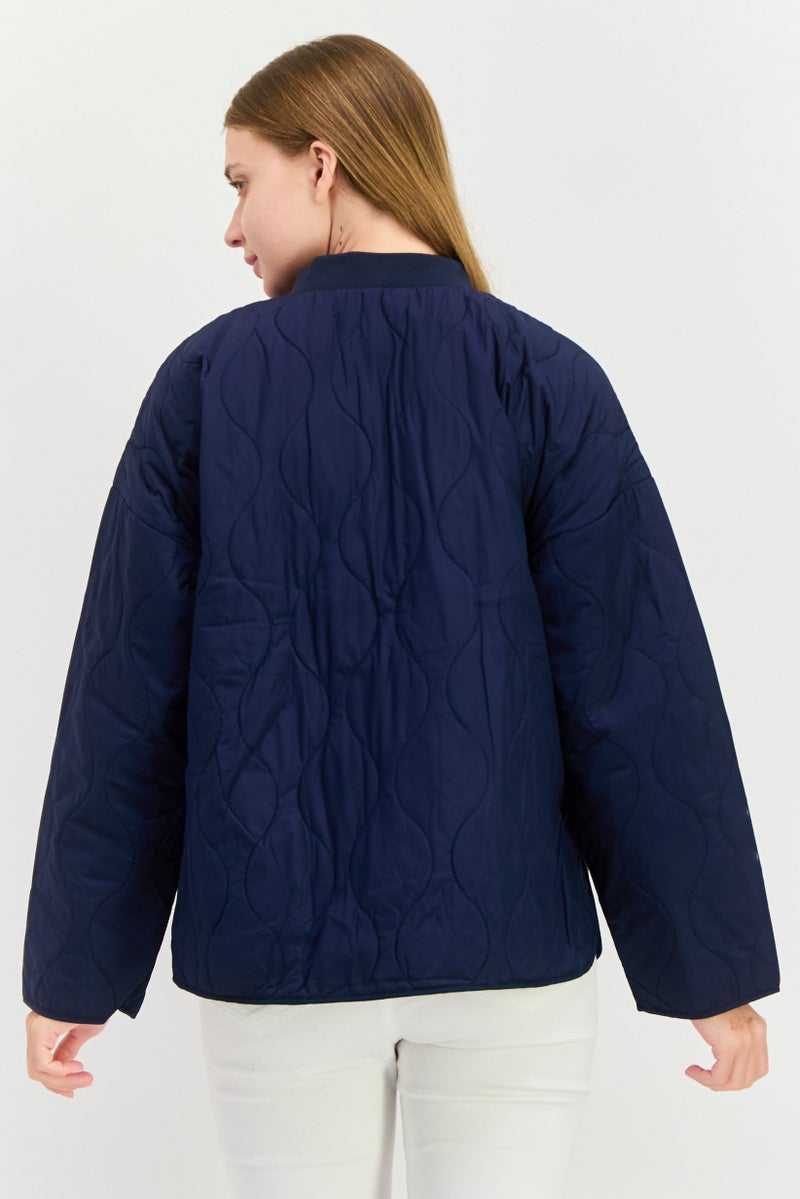 ESPRIT Women Long Sleeve Quilted Jacket, Navy - Image 3