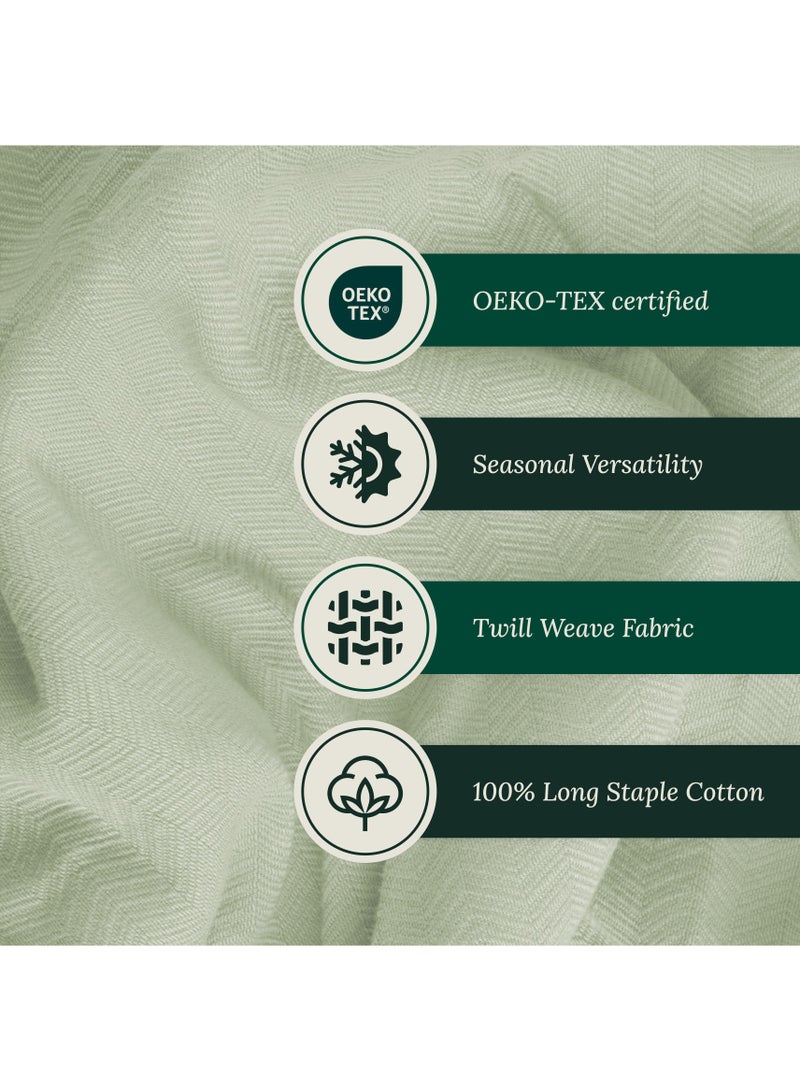 كلاود سكيب لينين 100% Cotton Herringbone Blanket for All Season, Soft and Breathable Thermal Blanket,Seafoam  - Image 4