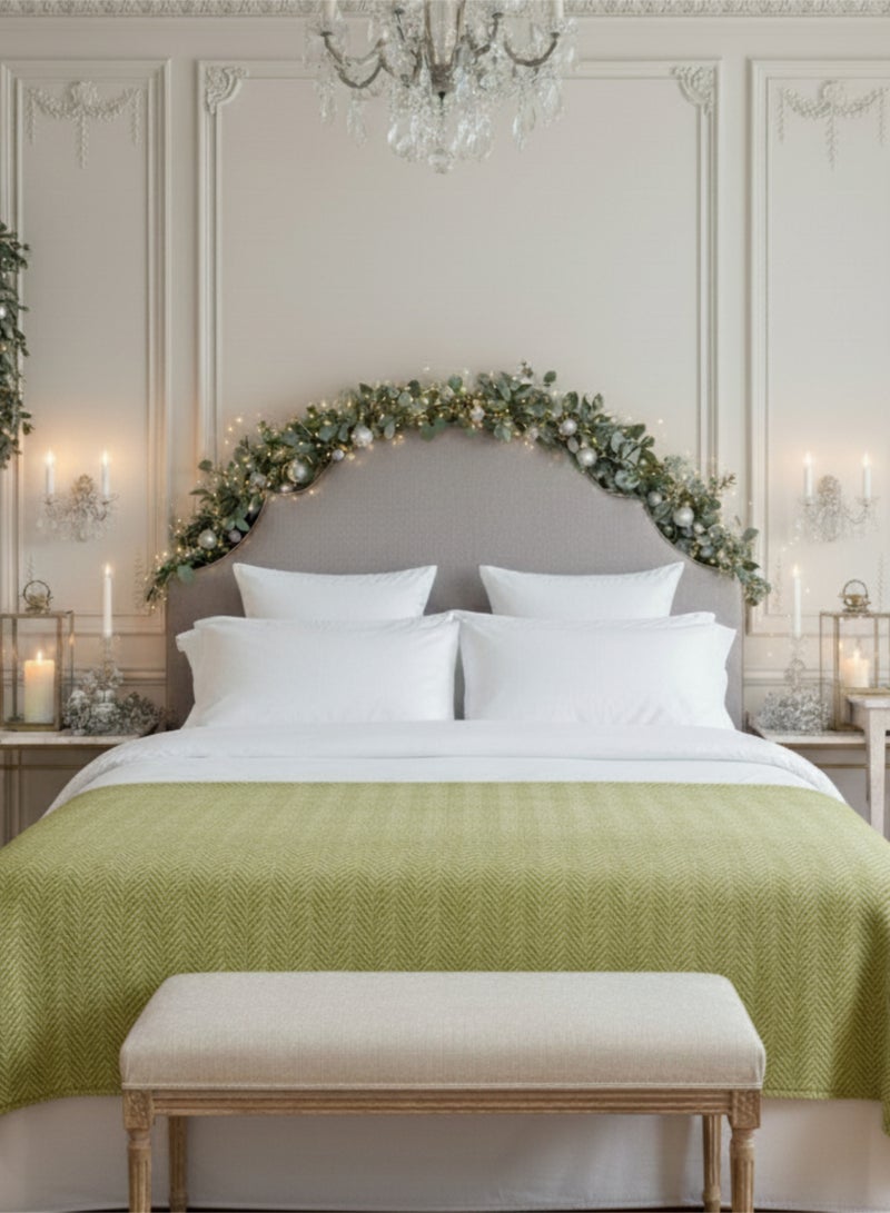 Cloud Scape Linen 100% Cotton Herringbone Blanket for All Season, Soft and Breathable Thermal Blanket,Seafoam - Image 1