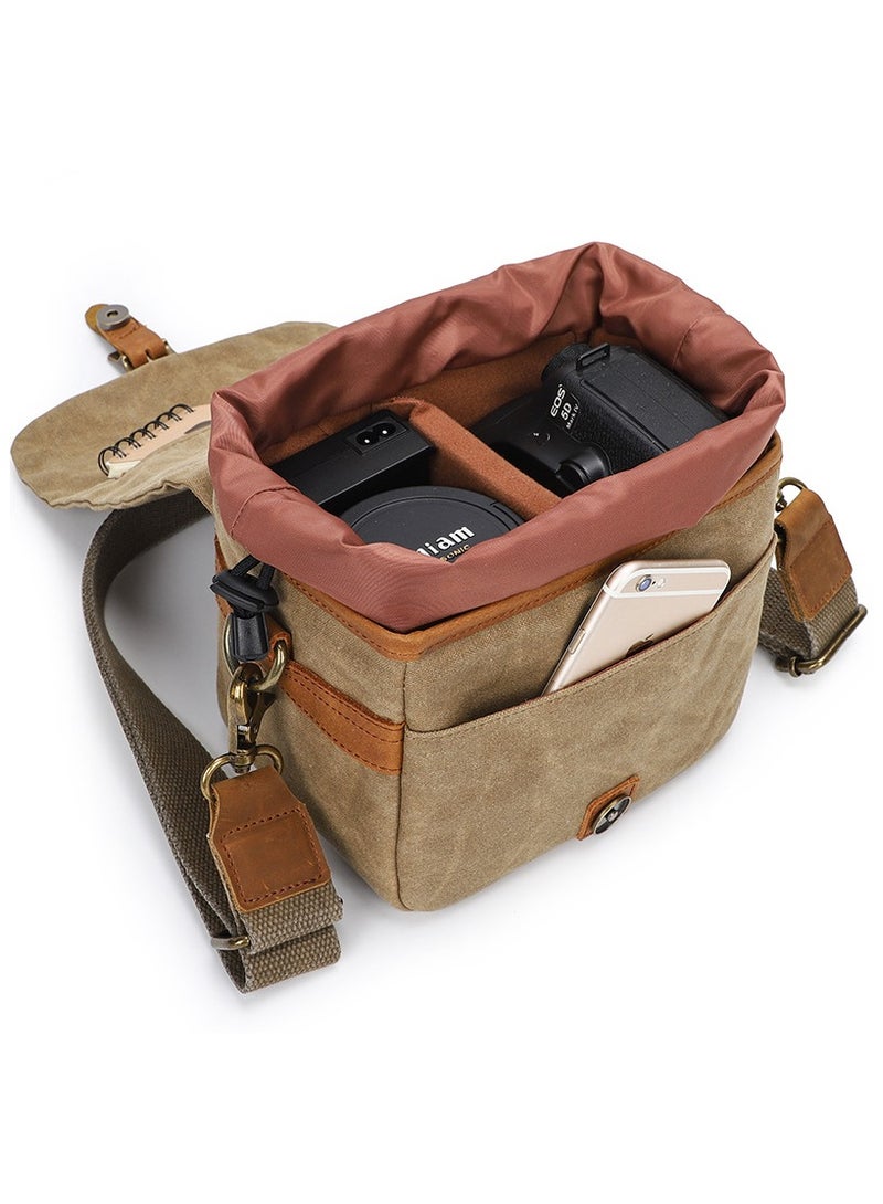 Cotton Canvas SLR Camera Bag Mirrorless Camera Bag Sony Liner Waterproof Shoulder Crossbody Camera Bag Wear-resistant - Image 1