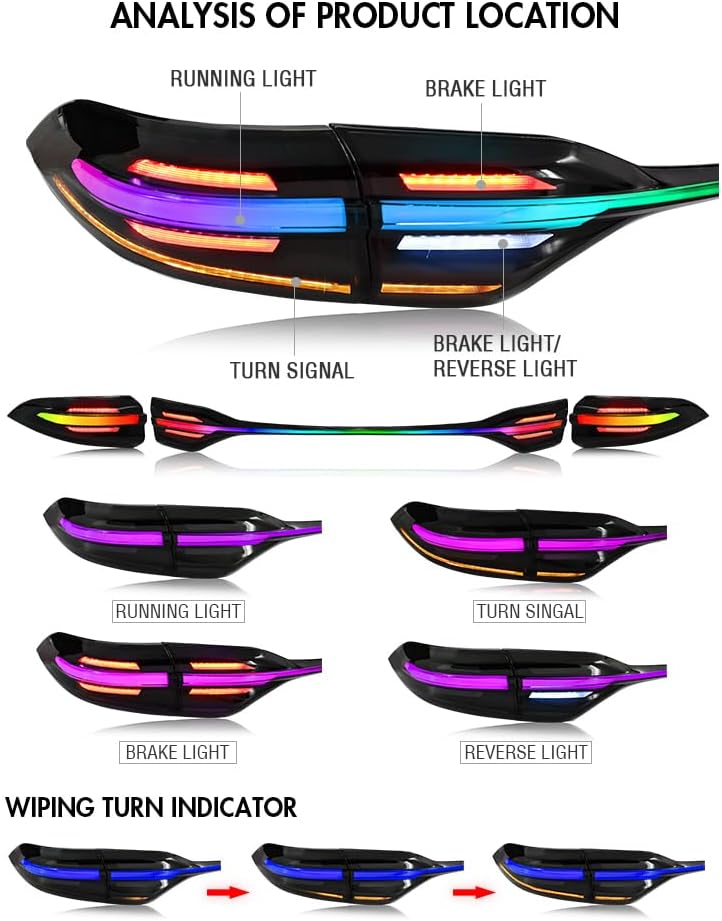 T T-ABC Mods Tail Lights for Toyota Corolla 2020-2024 (Smoke RGB) - Image 2