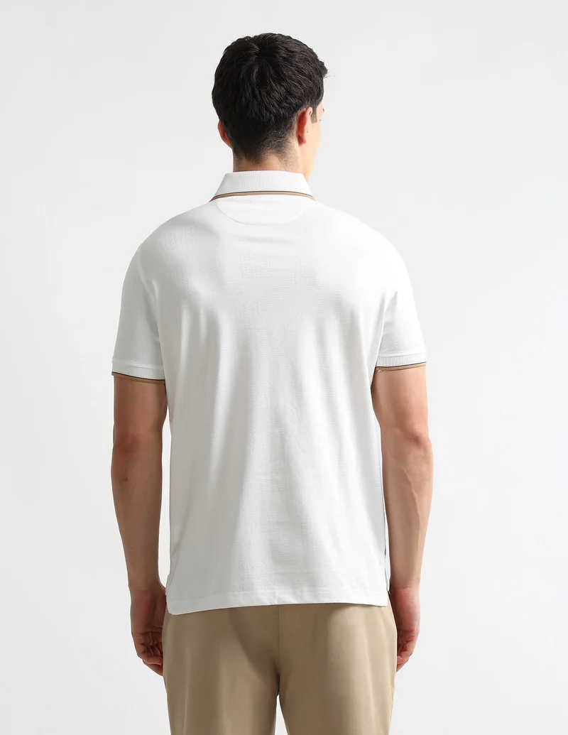 Arrow White Textured Premium Formal Polo Shirt for Men | Best Price UAE