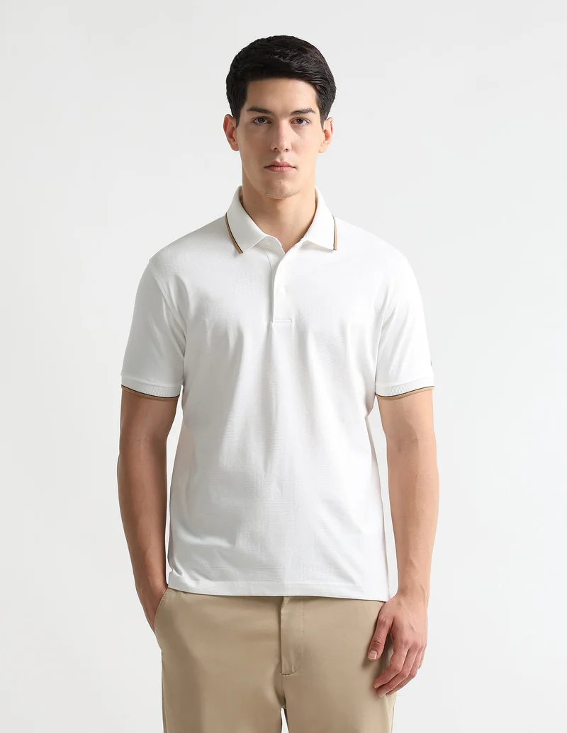 Arrow White Textured Premium Formal Polo Shirt for Men | Best Price UAE