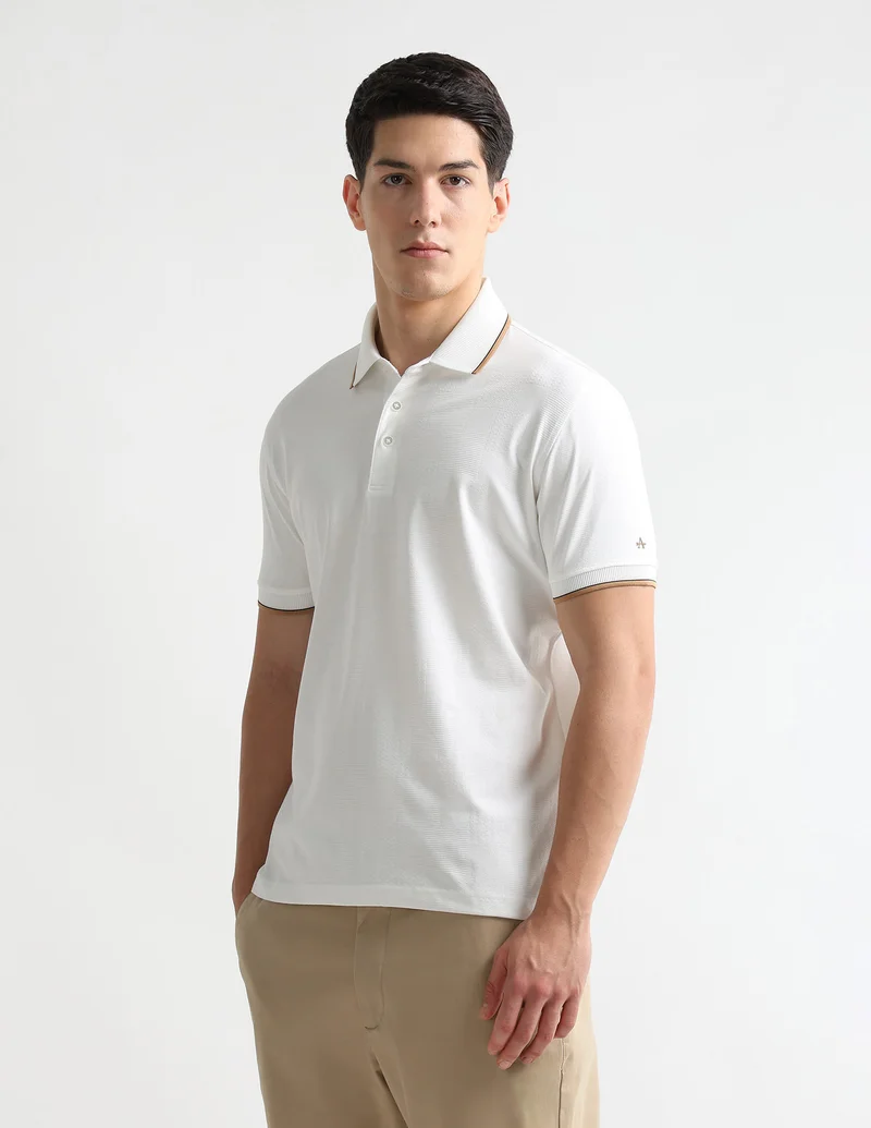 Arrow White Textured Premium Formal Polo Shirt for Men | Best Price UAE