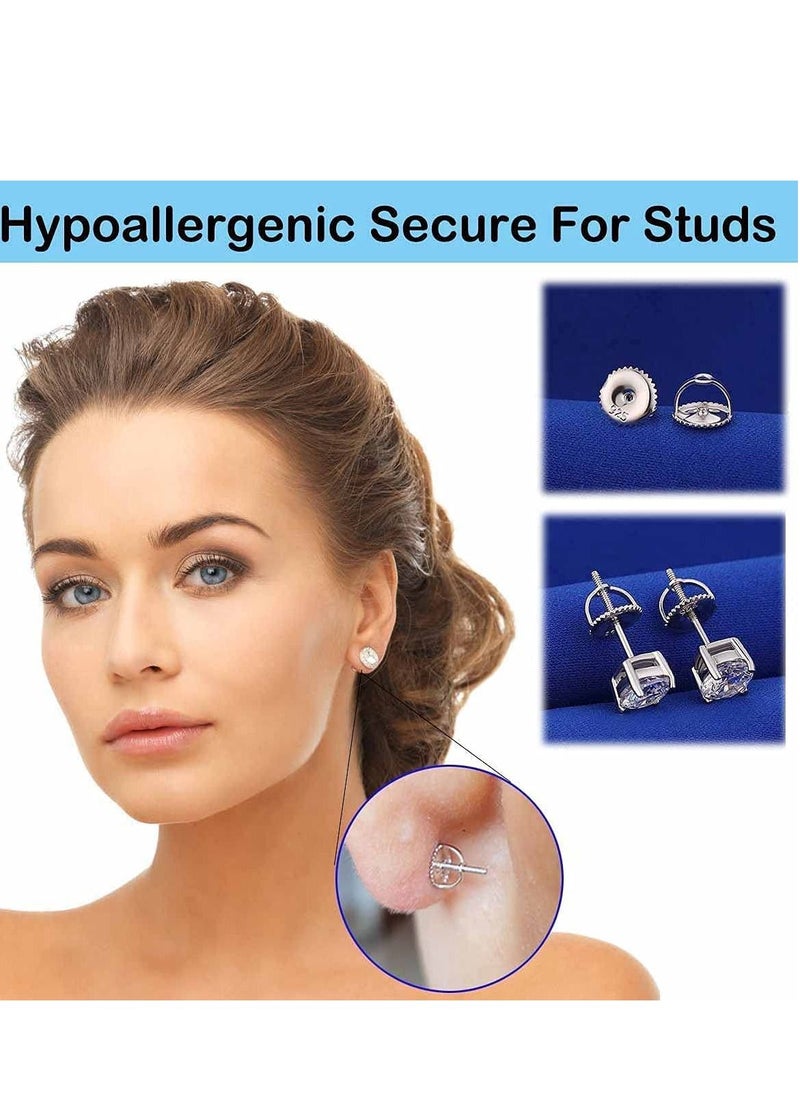 Excefore - Locking Earring, Plated, Back Replacements Secure for Diamond Studs, Screw On Earring Backs For Hypoallergenic ScrewBacks Fit Post - Image 1