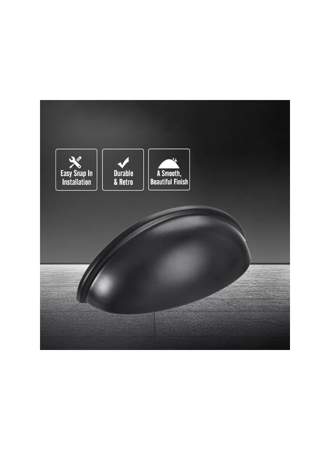 The Bros Drawer Pulls Flat Black Cabinet Cup Pulls Kitchen Hardware Cabinet Handles Drawer Handles Knobs 3 inch Hole Center,Cabinet & Furniture Pulls,4 Pack,64mm,Black - Image 4