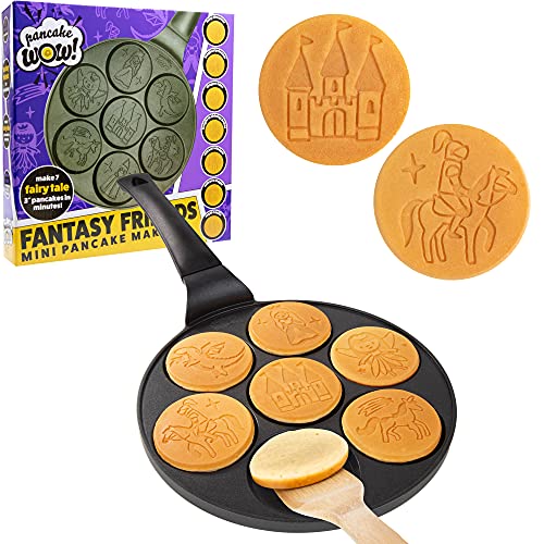 CucinaPro Fantasy Friends Mini Pancake Pan - Nonstick Griddle for Breakfast Magic, Featuring a Princess Castle & More, 7 Unique Flapjacks - Image 1