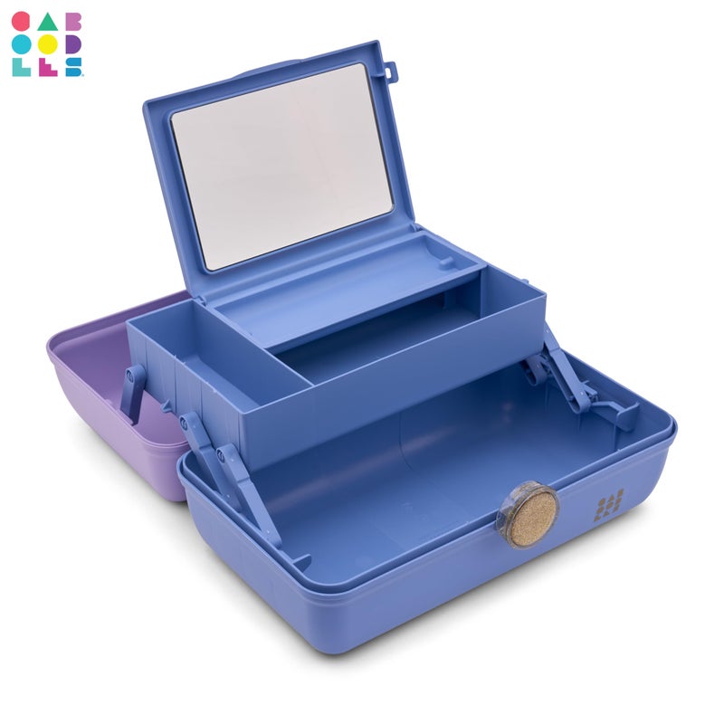 Caboodles صندوق مكياج كابودلز على الطريق للفتيات، لافندر ثنائي اللون على الأزرق، صندوق تنظيم مكياج بلاستيكي صلب، مرآة مدمجة، قفل آمن للسفر بأمان، تخزين واسع للأغراض الكبيرة - Image 4