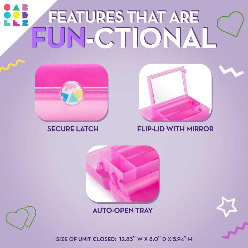 Caboodles صندوق مكياج كابودلز على الطريق للفتيات، لافندر ثنائي اللون على الأزرق، صندوق تنظيم مكياج بلاستيكي صلب، مرآة مدمجة، قفل آمن للسفر بأمان، تخزين واسع للأغراض الكبيرة - Image 2