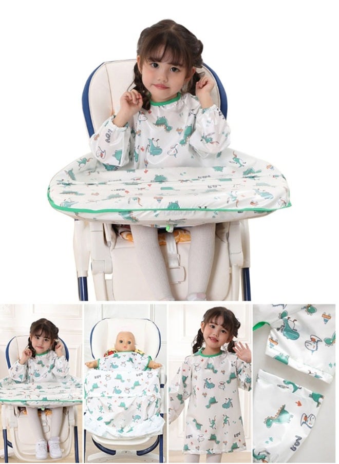 Dominy 4-in-1 one-piece baby feeding bib, waterproof and stain-resistant one-piece bib, skin-friendly baby feeding coverall with pockets, bib sleeves are removable, baby weaning bib suitable for high chairs and tables  - Image 1