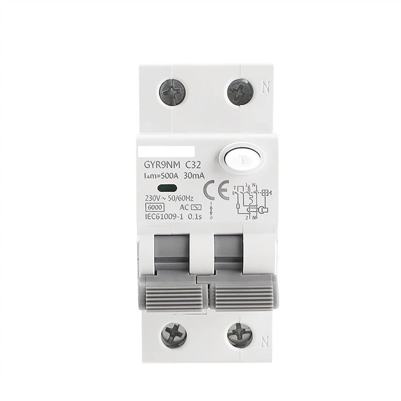 RCBO Circuit Breaker 2P 40A 30mA 230V 6KA Overcurrent Leakage Protection - Image 3