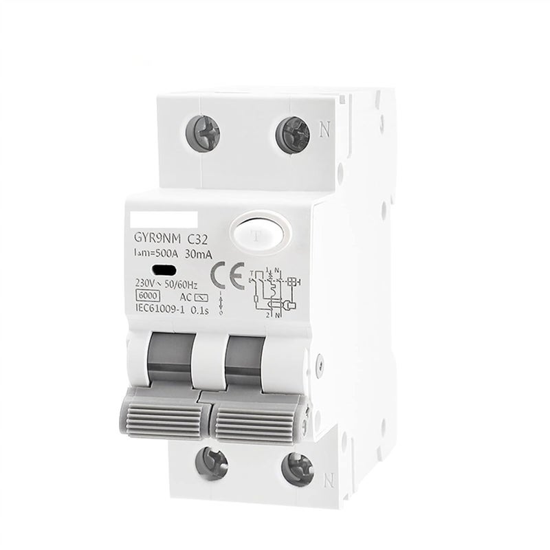 RCBO Circuit Breaker 2P 40A 30mA 230V 6KA Overcurrent Leakage Protection - Image 4