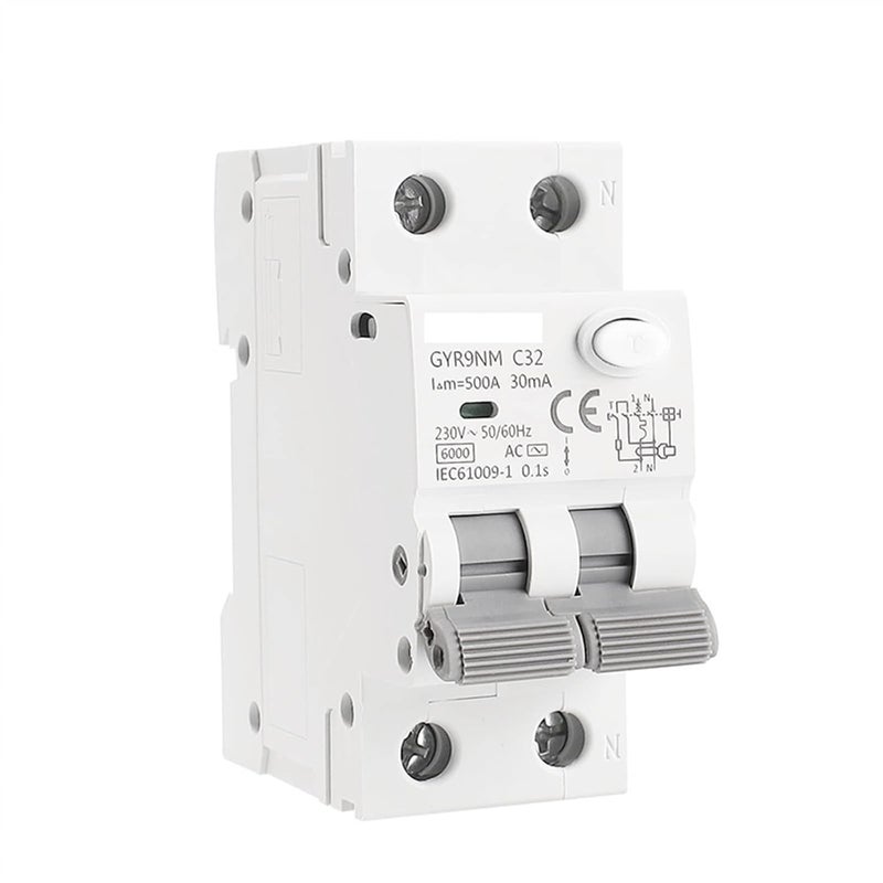 RCBO Circuit Breaker 2P 40A 30mA 230V 6KA Overcurrent Leakage Protection - Image 2