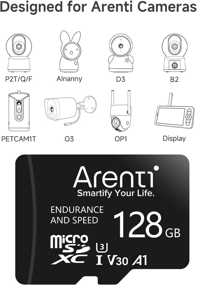 Arenti بطاقة ذاكرة ميكرو SDXC سعة 128 جيجابايت من ARENTI لكاميرات أمان Arenti AInannyB2D3O3P2Q C10 U3 V30 - Image 3