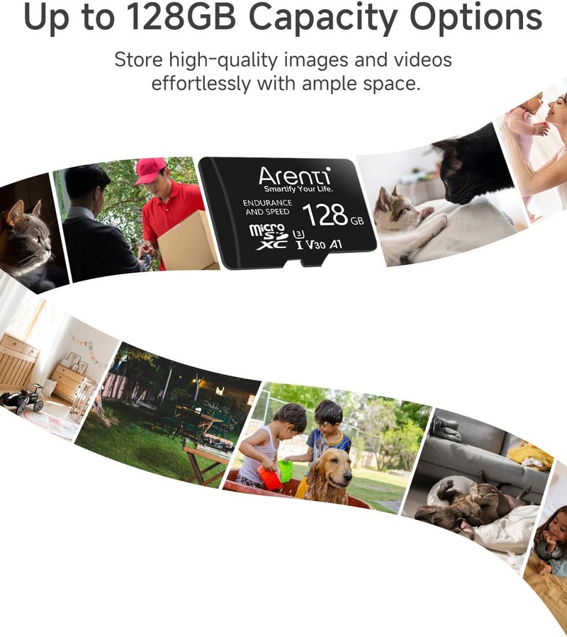 Arenti بطاقة ذاكرة ميكرو SDXC سعة 128 جيجابايت من ARENTI لكاميرات أمان Arenti AInannyB2D3O3P2Q C10 U3 V30 - Image 4