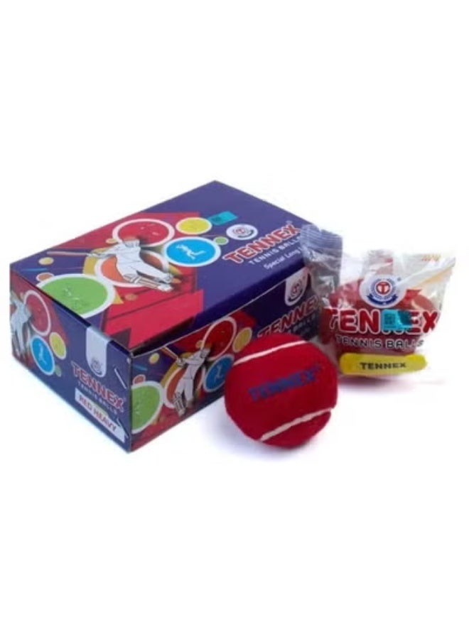 Tennex Red Hard / Heavy  weight Cricket Tennis Balls(Pack of 6) - Image 2