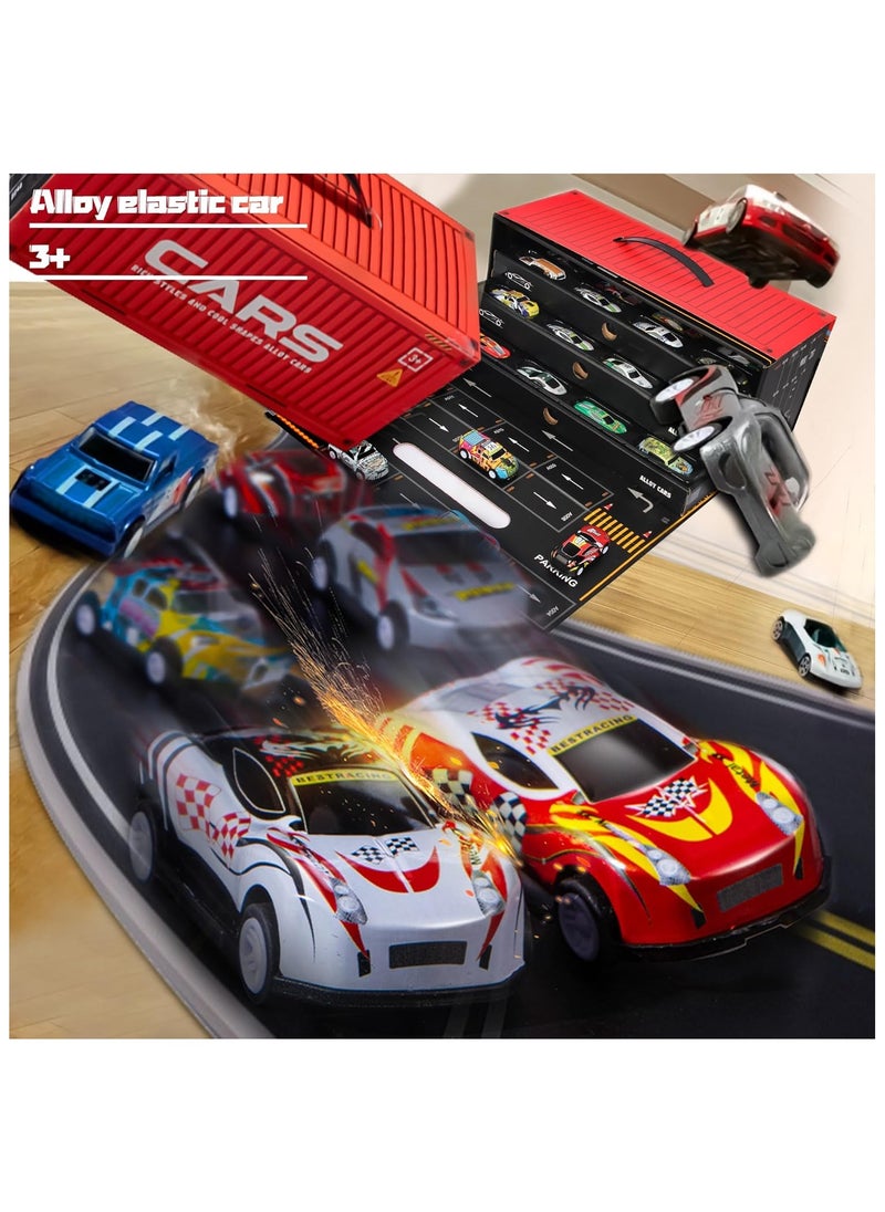 NOAEOU - Toy Cars for Kids,48 Pull Back Race Cars Toys,Container Storage Box,Casting Metal Toy Cars Set,Dinosaur and Racing Pattern,Small Cars for Toddlers 3-5 - Image 1