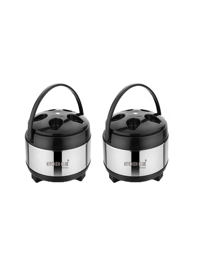 KITCHEN CLUE Stainless Steel PUF Insulated Casseroles Combo Offer Set Of 2 pcs, 2000 ML - Mini Sized Hot Box For Kitchen - Ideal For Serving & Storing - Roti/Dal/Rice/Chapati - Highly Durable & Sturdy - Image 1
