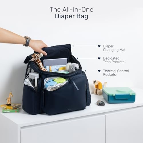 Growgether MOVA 3-in-1 Diaper Bag 40L | Multifunctional Baby Bag with Thermal Bottle Pockets, Magnetic Closures & Luggage Sleeve | Sling-to-Backpack, Waterproof, Easy Access, Lightweight- Navy - Image 2