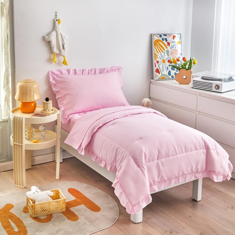 UOZZI BEDDING 4-Piece Pink Toddler Bedding Set - Image 4