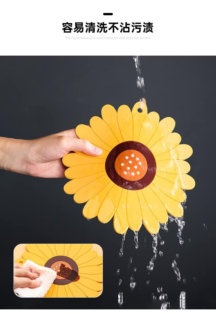 RoarCraft Silicone Trivet Mat, PVC Sunflower Hot Pot Holder Hot Pads for Table and Countertop, Soft Rubber Multi-Use Trivets for Pots & Hot Dish, Non Slip Coasters 3 Pack(20,15,10cm) (Brown) - Image 5