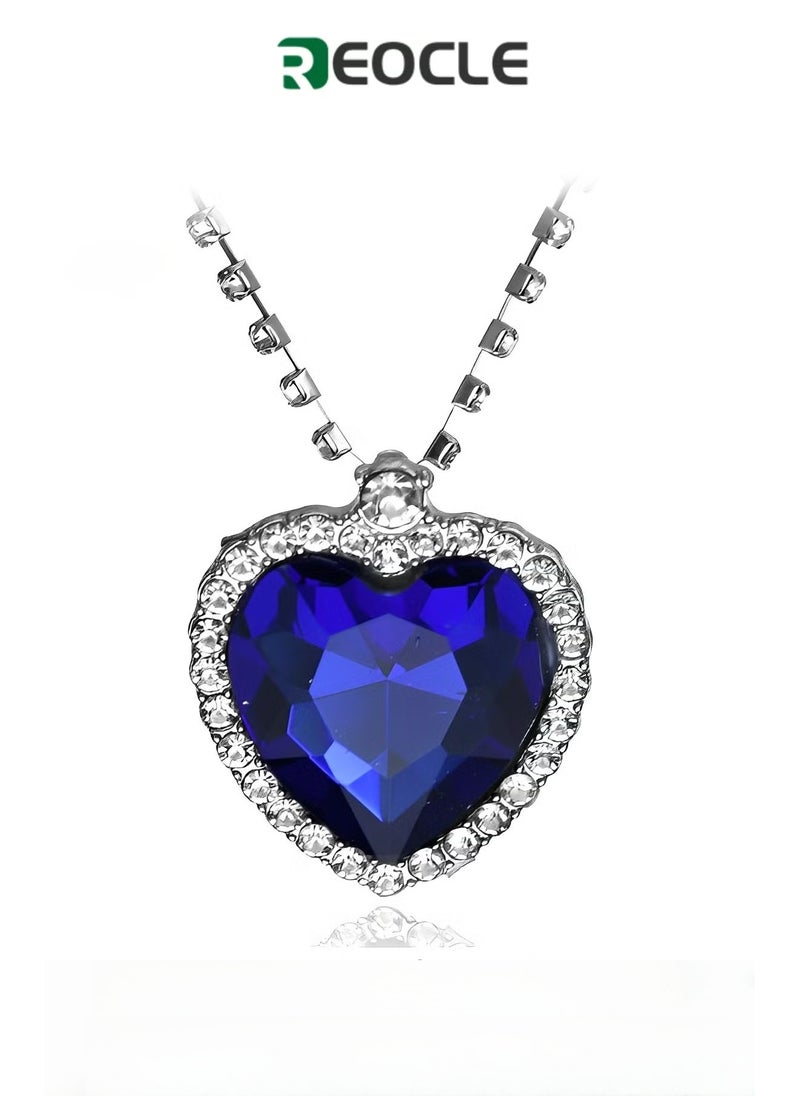 REOCLE Sterling Silver Birthstone Necklaces with Heart Cut Simulated Birthstone Crystal Solitaire Pendant Diamond Necklace Great Gift for Women Girls  - Image 1