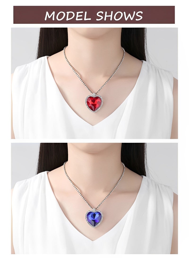 REOCLE Sterling Silver Birthstone Necklaces with Heart Cut Simulated Birthstone Crystal Solitaire Pendant Diamond Necklace Great Gift for Women Girls  - Image 4