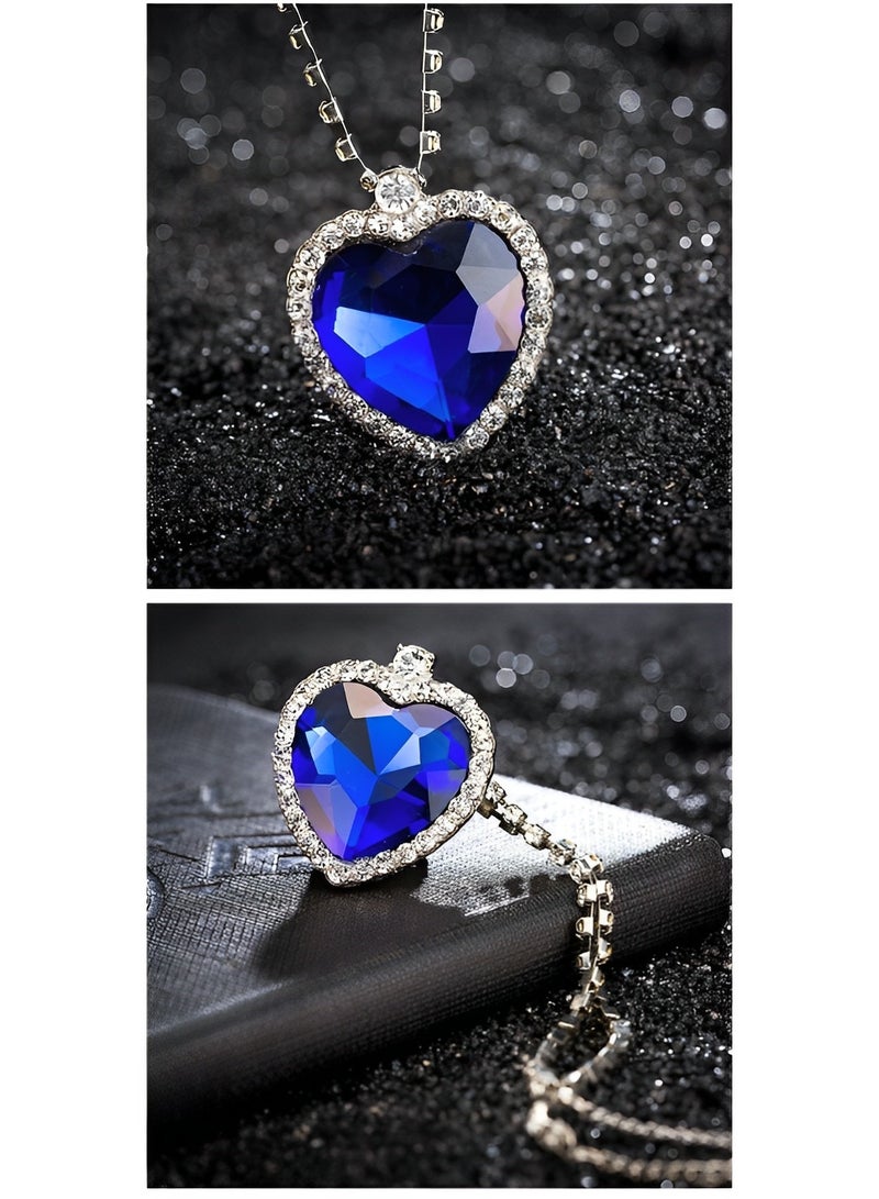 REOCLE Sterling Silver Birthstone Necklaces with Heart Cut Simulated Birthstone Crystal Solitaire Pendant Diamond Necklace Great Gift for Women Girls  - Image 3