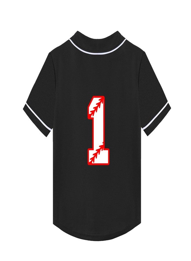 Mowbeat Baby Baseball Jersey 1 Year Old Birthday Party Shirt Short Sleeve Button Tee 1st Infant Toddler T Shirt Gift (Black B,2 T,2 Years,Little Kid,Unisex,US,Age) - Image 3