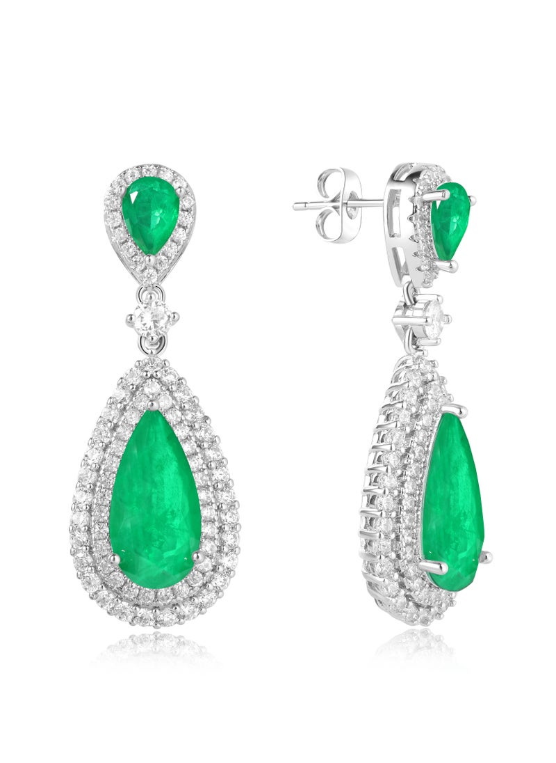 Teardrop Shaped Emerald Eardrops