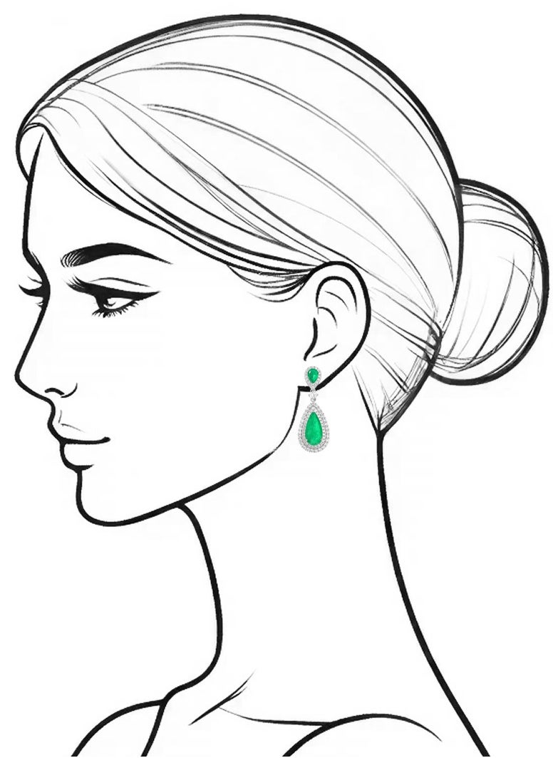 Teardrop Shaped Emerald Eardrops