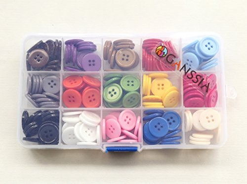 GANSSIA 23/32 Inch (17.5mm) Reisn Button Sewing Flatback Buttons 15 Colors Multi Assorted for DIY Decoration Pack of 225 Pcs with Box - Image 3