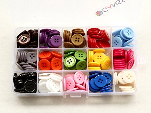 GANSSIA 23/32 Inch (17.5mm) Reisn Button Sewing Flatback Buttons 15 Colors Multi Assorted for DIY Decoration Pack of 225 Pcs with Box - Image 2