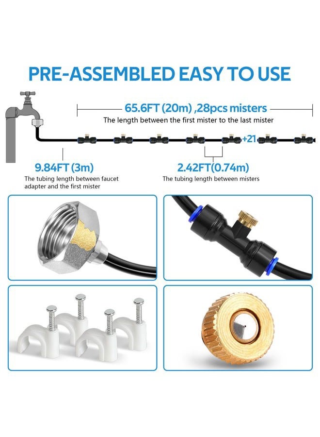 homenote Misting Cooling System 75FT (23M) Misting Line + Brass Mist Nozzles + a Brass Adapter(3/4") Outdoor Mister for Patio Garden Greenhouse Trampoline for waterpark - Image 2