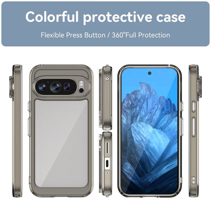 HuHa Protective Cover For Google Pixel 9 Colorful Series Acrylic Hybrid TPU Phone Case(Transparent Grey) - Image 2