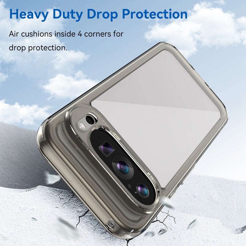 HuHa Protective Cover For Google Pixel 9 Colorful Series Acrylic Hybrid TPU Phone Case(Transparent Grey) - Image 3