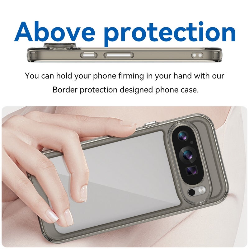 HuHa Protective Cover For Google Pixel 9 Colorful Series Acrylic Hybrid TPU Phone Case(Transparent Grey) - Image 4