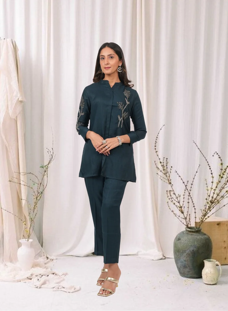 Lehar Midnight Blue Embellished Co-Ord Set