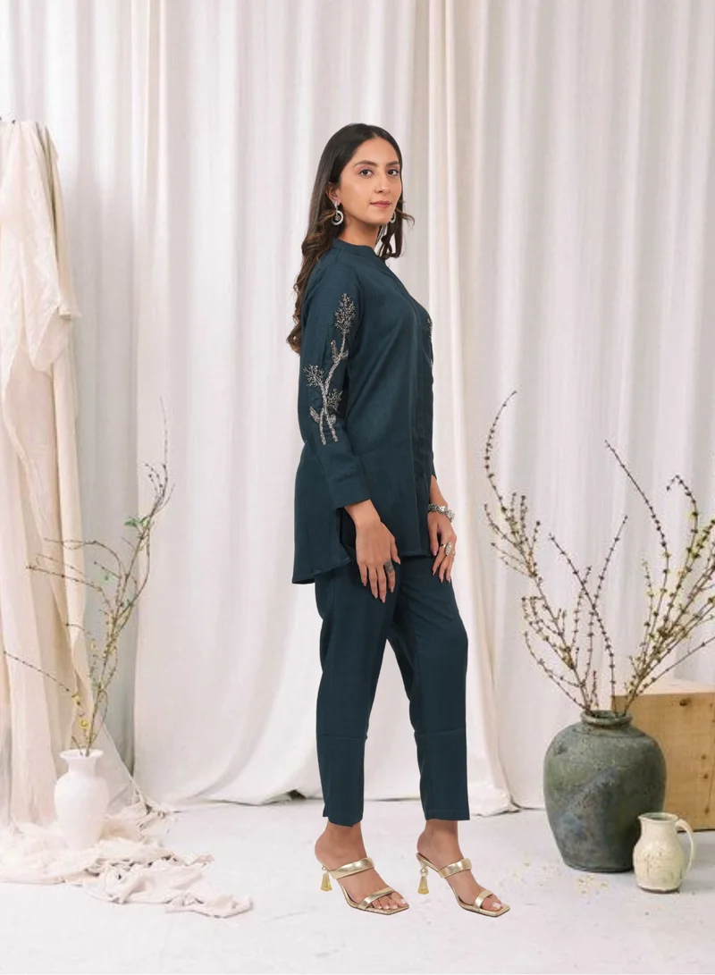 Lehar Midnight Blue Embellished Co-Ord Set